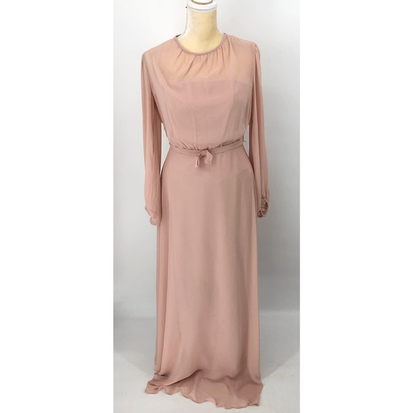 DESSY COLLECTION 3098 Strapless Chiffon Maxi Dress Pink Size 8 Sleeve Overlay - Picture 3 of 13
